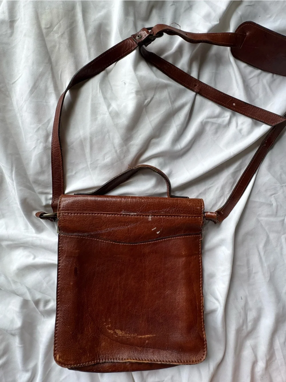 Vintage Brown Leather Crossbody Bag